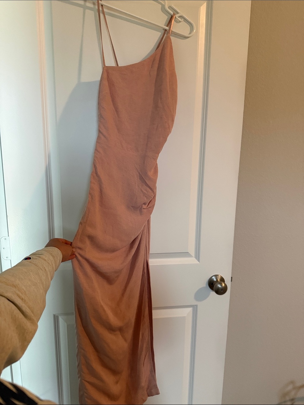 Anthropologie One-Shoulder Midi Dress in Dusty Rose